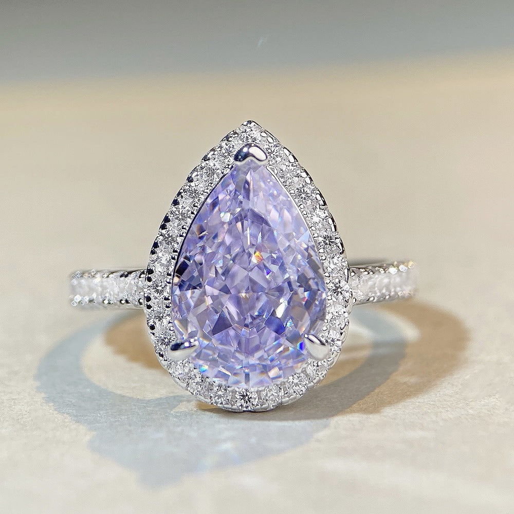 Halo Pear 7ct CZ Ring-s925