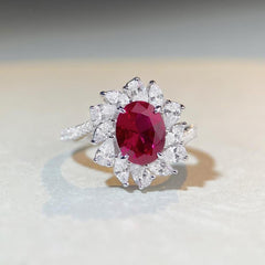 Flower Halo Oval 3ct Ring-s925