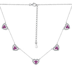 Rainbow Round CZ Heart-Shaped Pendant Necklaces-s925