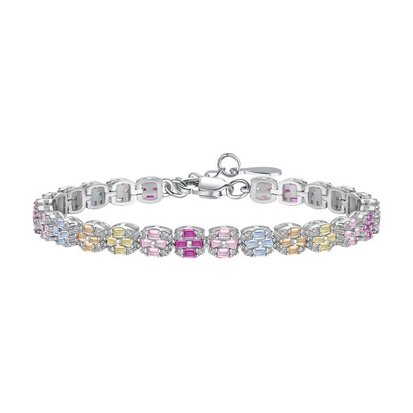 Rainbow Cluster Baguette CZ Bracelets-s925