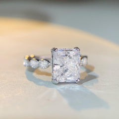 Solitaire Radiant CZ Statement Ring-s925