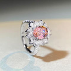 Flower Halo Oval 3ct Ring-s925