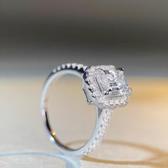 Halo Emerald Cut 2ct CZ Ring-s925