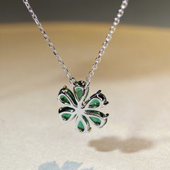 Daisy Shaped Pear and Round CZ Pendant Necklaces-s925