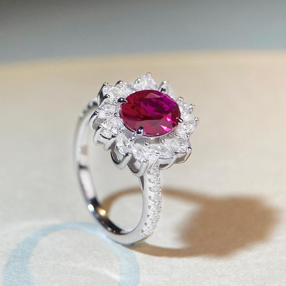 Flower Halo Oval 3ct Ring-s925