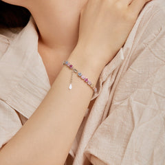 Rainbow Cluster Baguette CZ Bracelets-s925