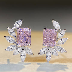 Marquise Side-stone Radiant CZ Stud Earrings-s925