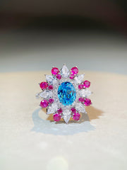 Flower Halo Oval Statement 3ct CZ Ring-s925