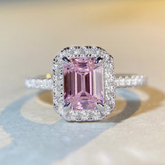 Halo Emerald Cut 2ct CZ Ring-s925