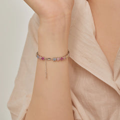 Rainbow Cluster Baguette CZ Bracelets-s925