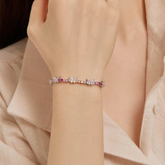 Rainbow Butterflies and Round CZ Bezel Bracelets-s925