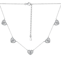 Rainbow Round CZ Heart-Shaped Pendant Necklaces-s925