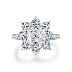 Flower Halo Cushion Statement 3ct CZ Ring-s925