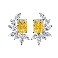 Marquise Side-stone Radiant CZ Stud Earrings-s925