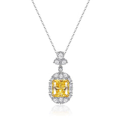 Sparkling Halo Princess CZ Pendant Necklaces-s925