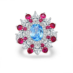 Flower Halo Oval Statement 3ct CZ Ring-s925