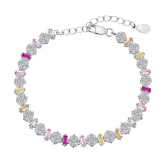 Rainbow Baguette and Sirius CZ Bezel Bracelets-s925