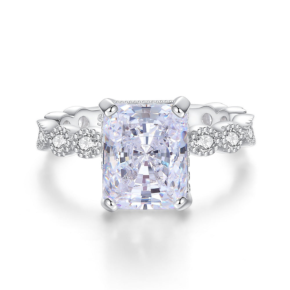 Solitaire Radiant CZ Statement Ring-s925