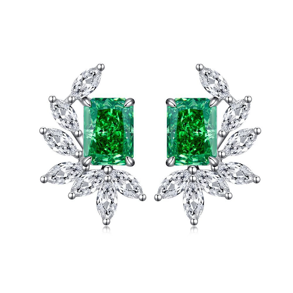 Marquise Side-stone Radiant CZ Stud Earrings-s925