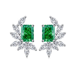 Marquise Side-stone Radiant CZ Stud Earrings-s925