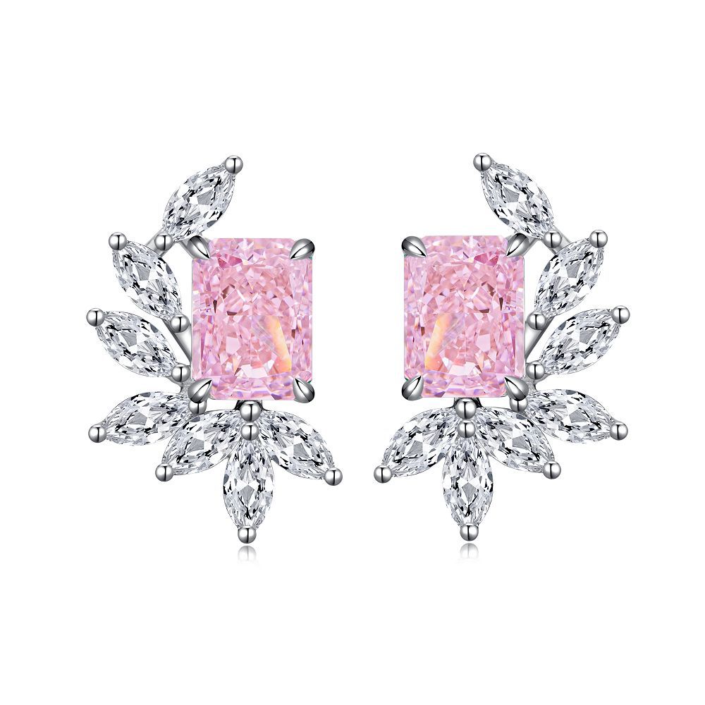 Marquise Side-stone Radiant CZ Stud Earrings-s925