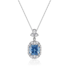 Sparkling Halo Princess CZ Pendant Necklaces-s925