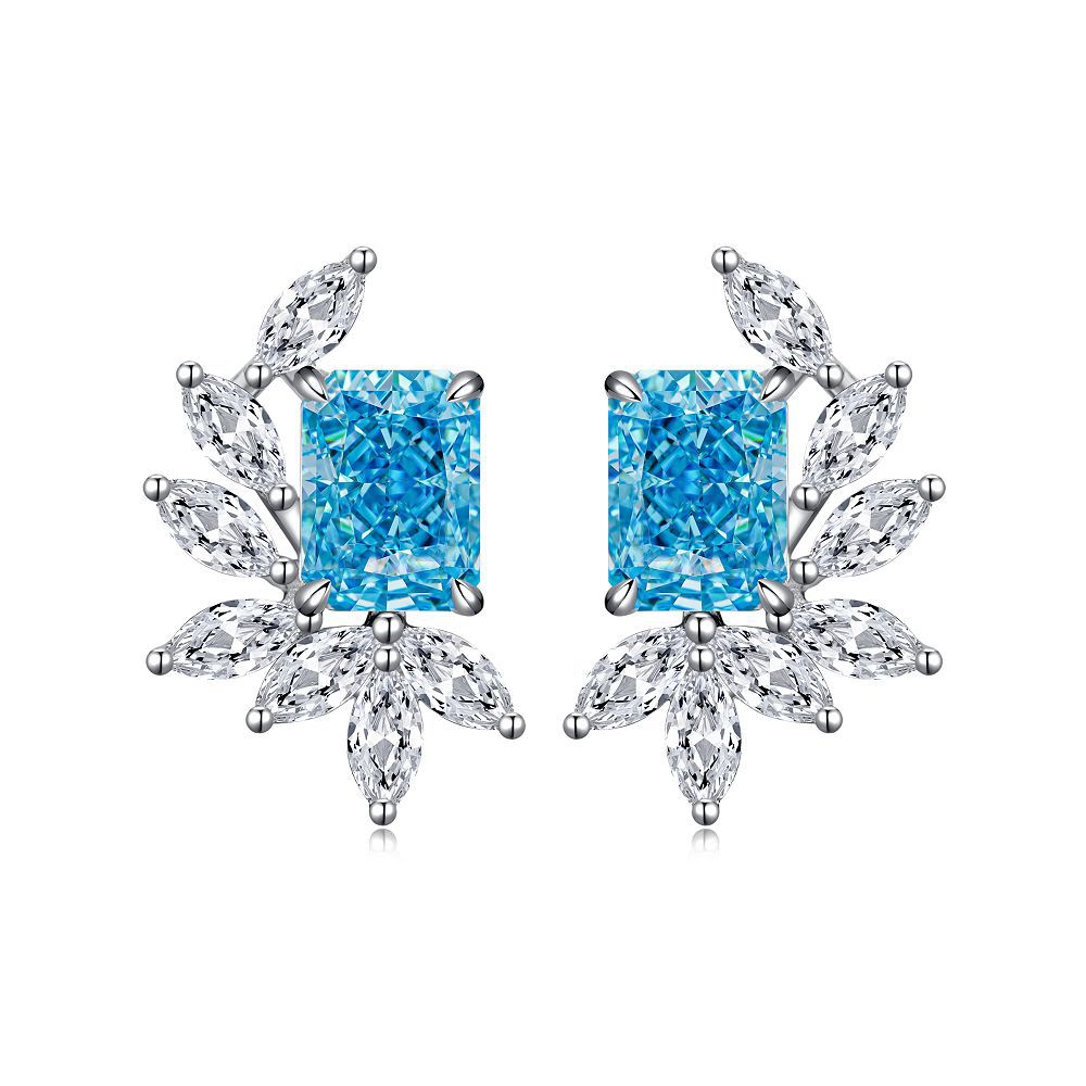 Marquise Side-stone Radiant CZ Stud Earrings-s925