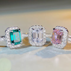 Halo Emerald Cut 2ct CZ Ring-s925