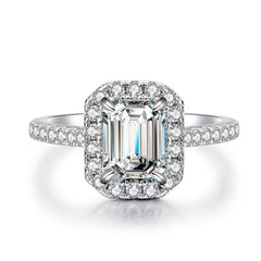 Halo Emerald Cut 2ct CZ Ring-s925