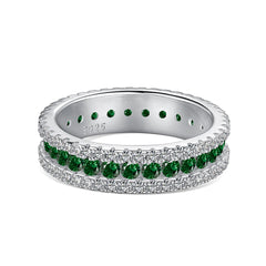 Rainbow Round CZ Band Ring-s925