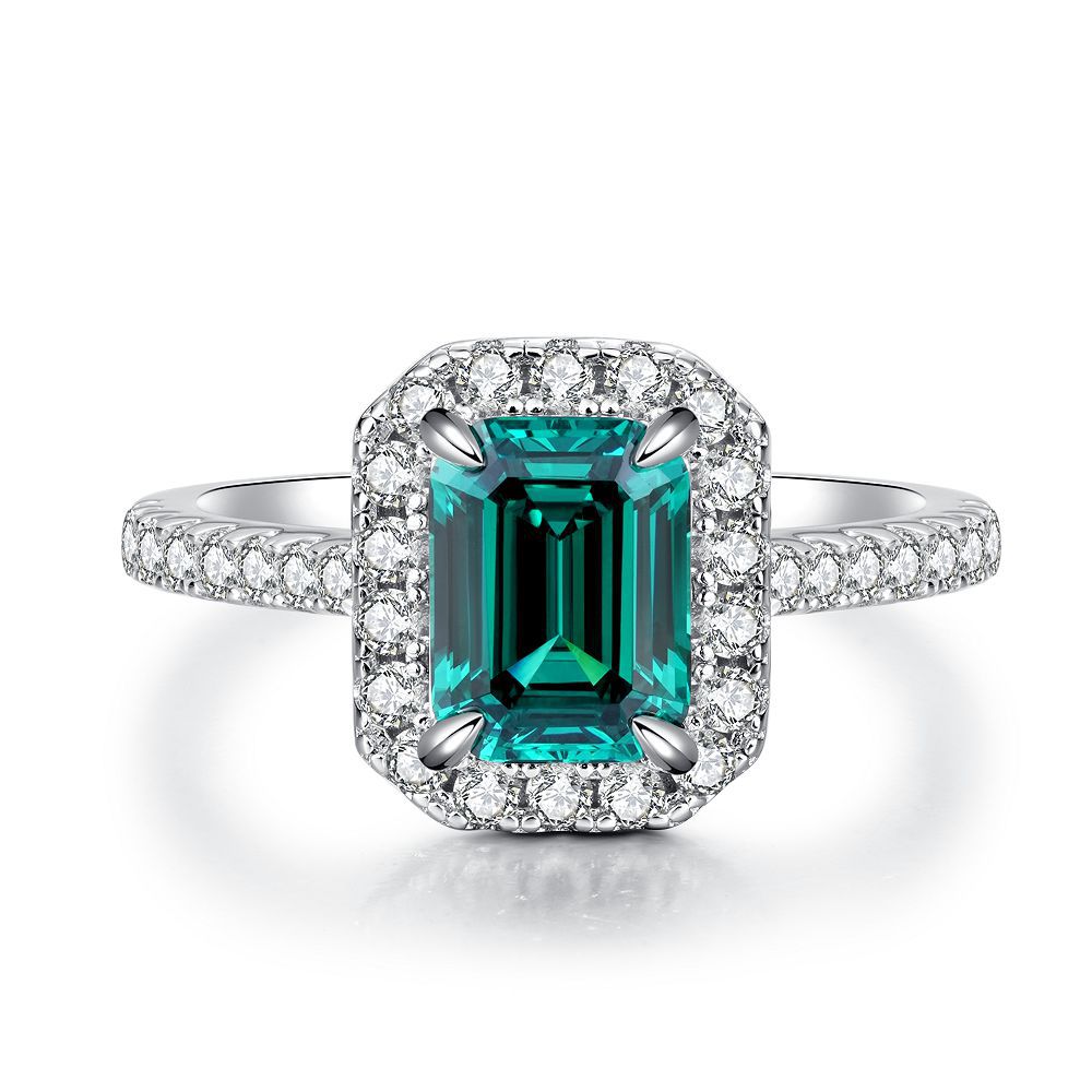 Halo Emerald Cut 2ct CZ Ring-s925